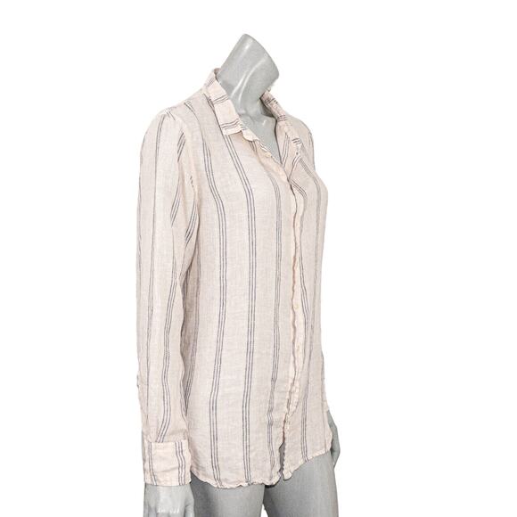 CP SHADES Medium Marella 100% Linen Button up Shirt in Peach Striped - Picture 3 of 9